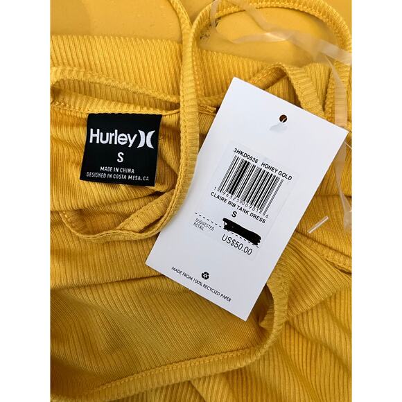 Hurley Claire Sleeveless Scoop Neck  Rib Tank Mini Dress Honey Gold Small NWT - Picture 7 of 7